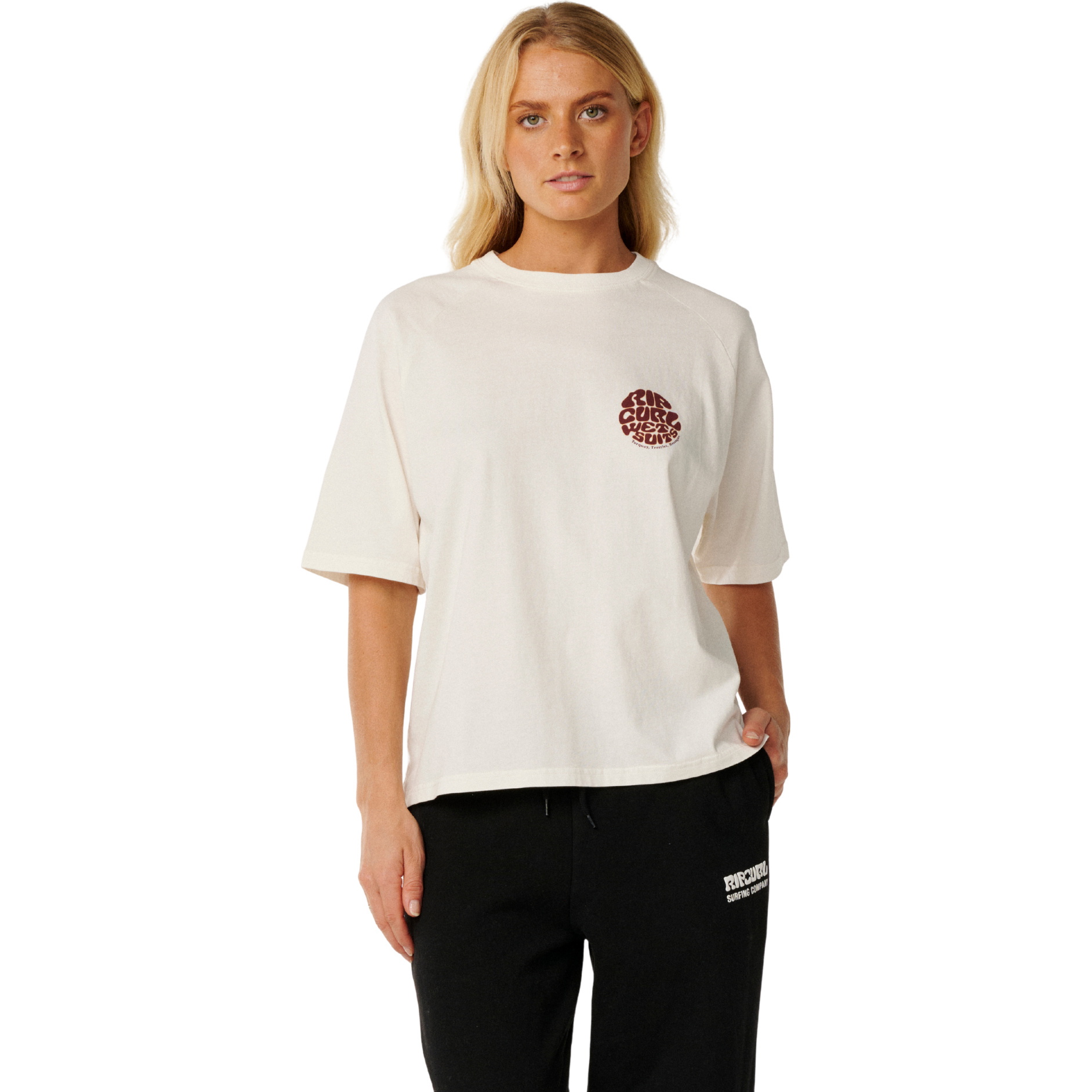 2026 Rip Curl Femmes Hibiscus Archive Boxy Tee 0QYWTE - Bone
